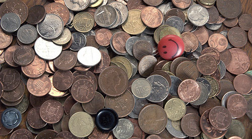 coins and happy face