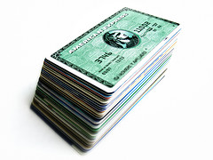 stack of credit cards - american express