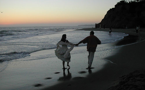 walking in sunset